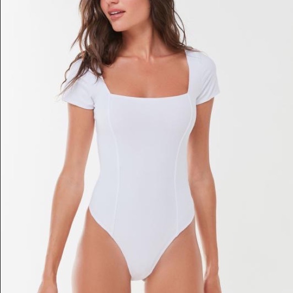 White Urban Outfitters “Out from Under Susan Square Neck Bodysuit” - Picture 2 of 5